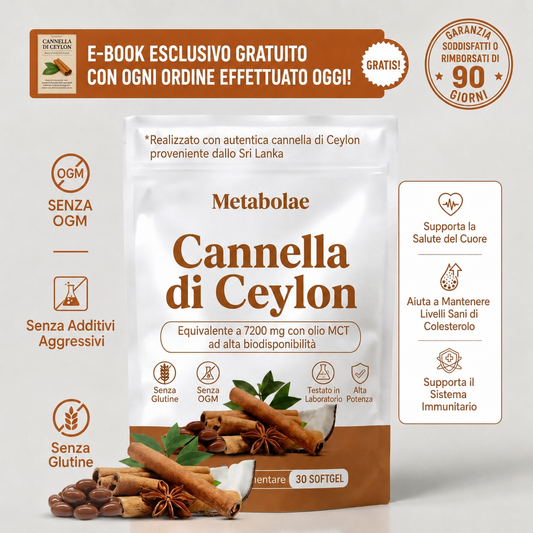 Cannella di Ceylon equivalente a 7.200 mg con Olio MCT