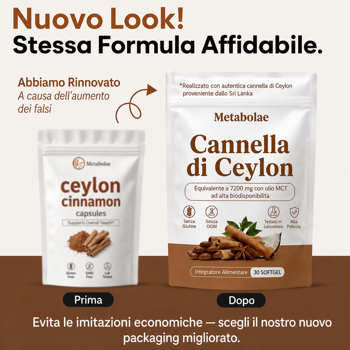 Cannella di Ceylon equivalente a 7.200 mg con Olio MCT