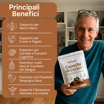 Cannella di Ceylon equivalente a 7.200 mg con Olio MCT
