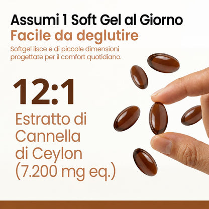 Cannella di Ceylon equivalente a 7.200 mg con Olio MCT