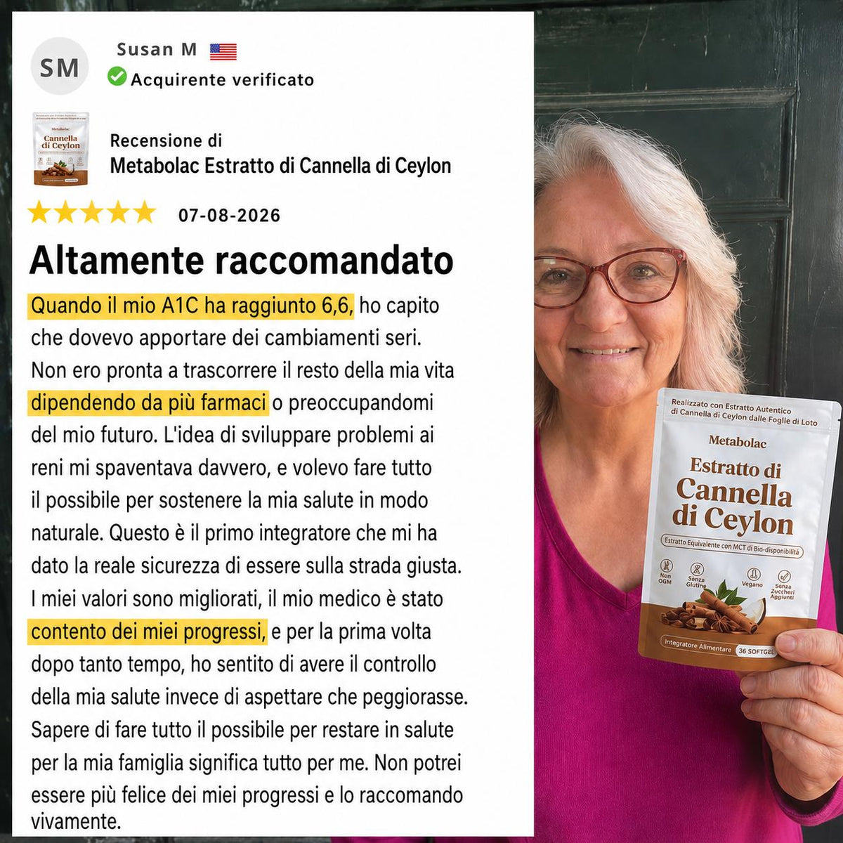 Cannella di Ceylon equivalente a 7.200 mg con Olio MCT