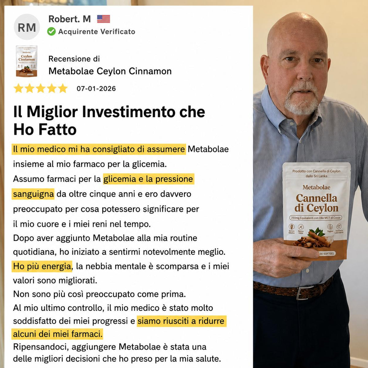 Cannella di Ceylon equivalente a 7.200 mg con Olio MCT
